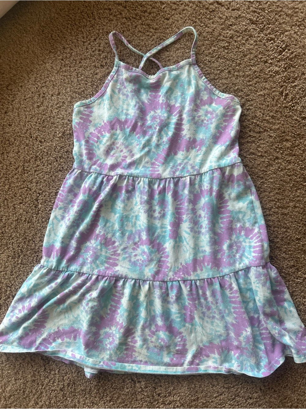 Cat & Jack Girls Pastel Tie-Dye Sleeveless Dress in Lavender & Light Blue